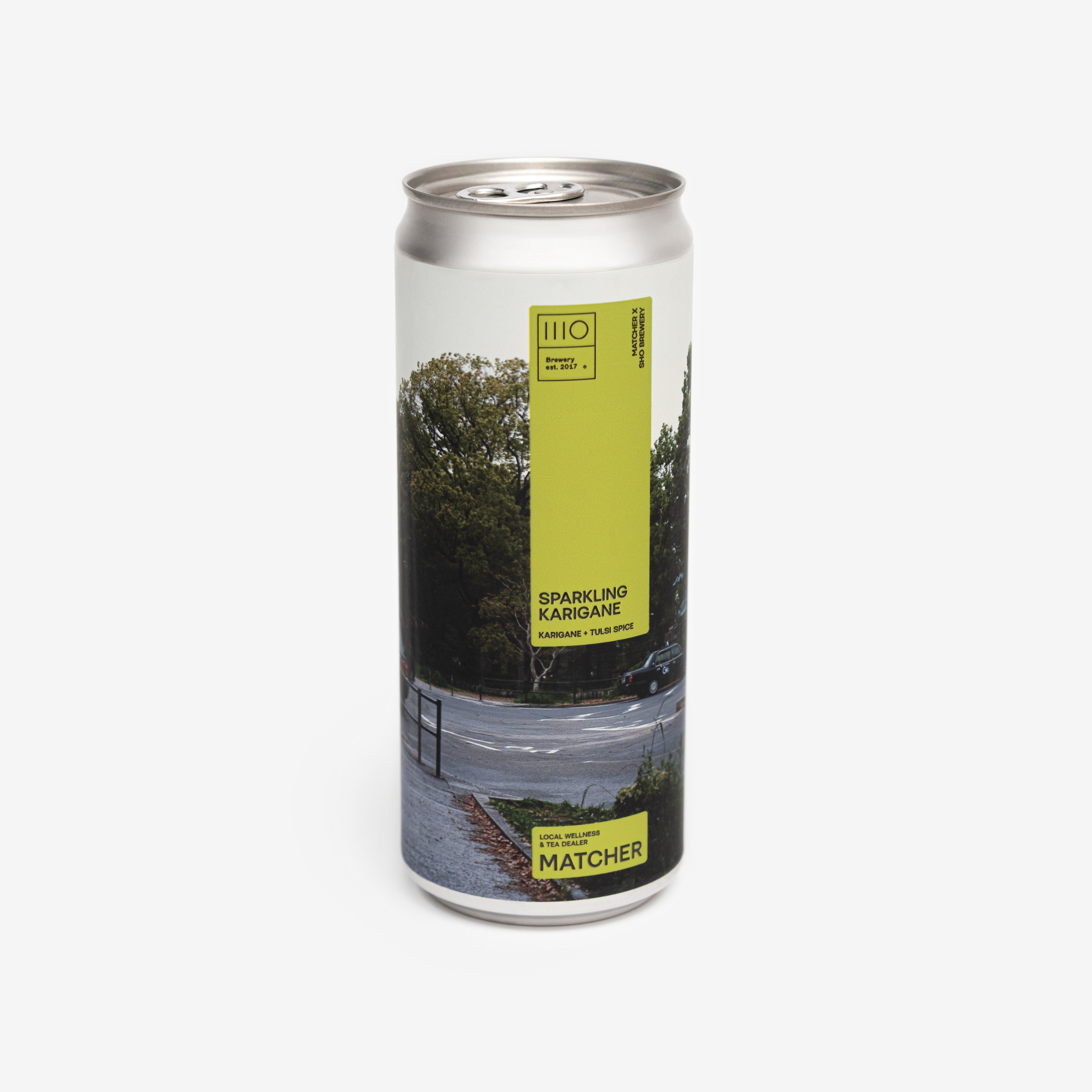 Холодний газований чай Карігане (Кукіча) з Тулсі від Matcher та SHO, легкий освіжаючий напій в баночці 330мл, купити Україна з доставкою