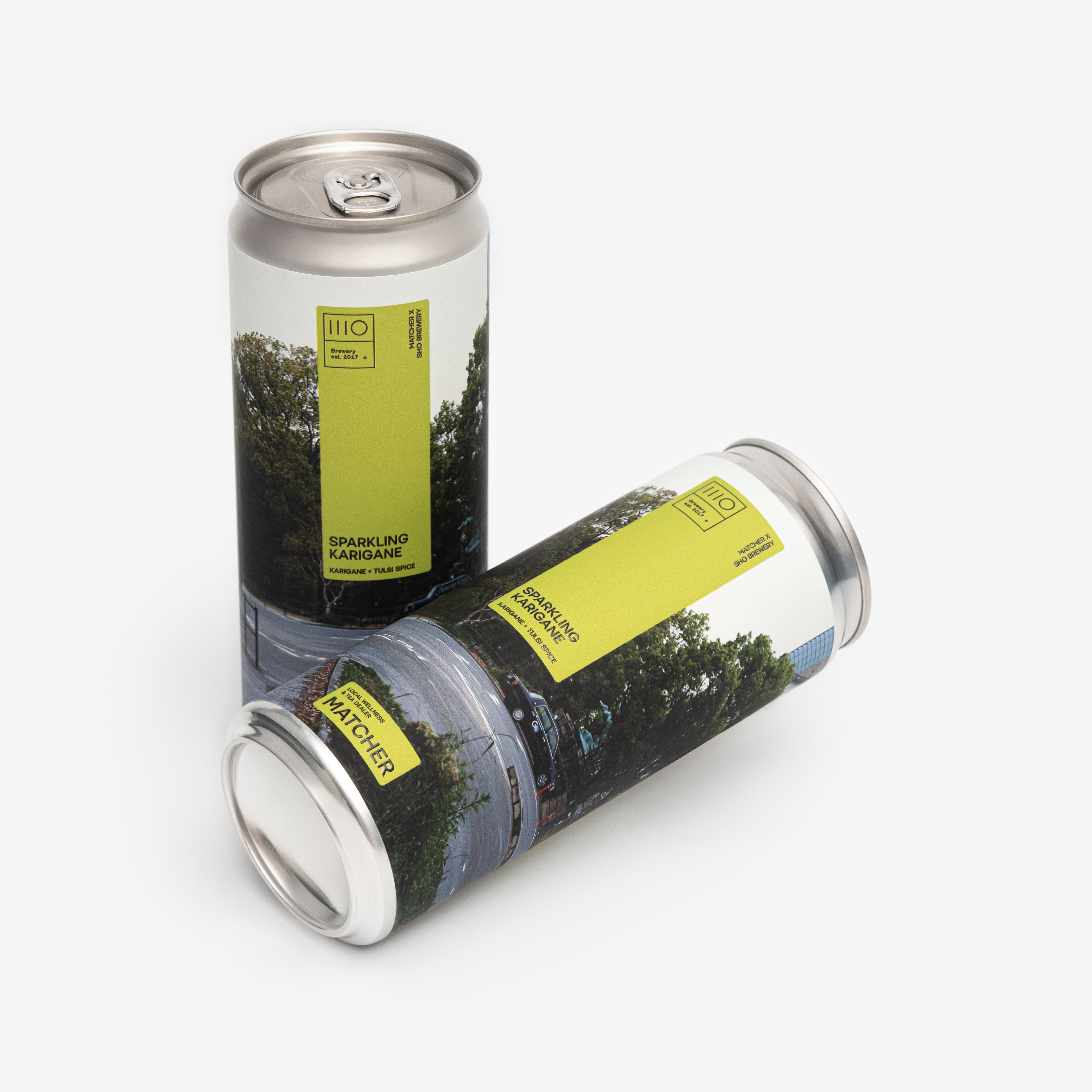 Холодний газований чай Карігане (Кукіча) з Тулсі від Matcher та SHO, легкий освіжаючий напій в баночці 330мл, купити Україна з доставкою