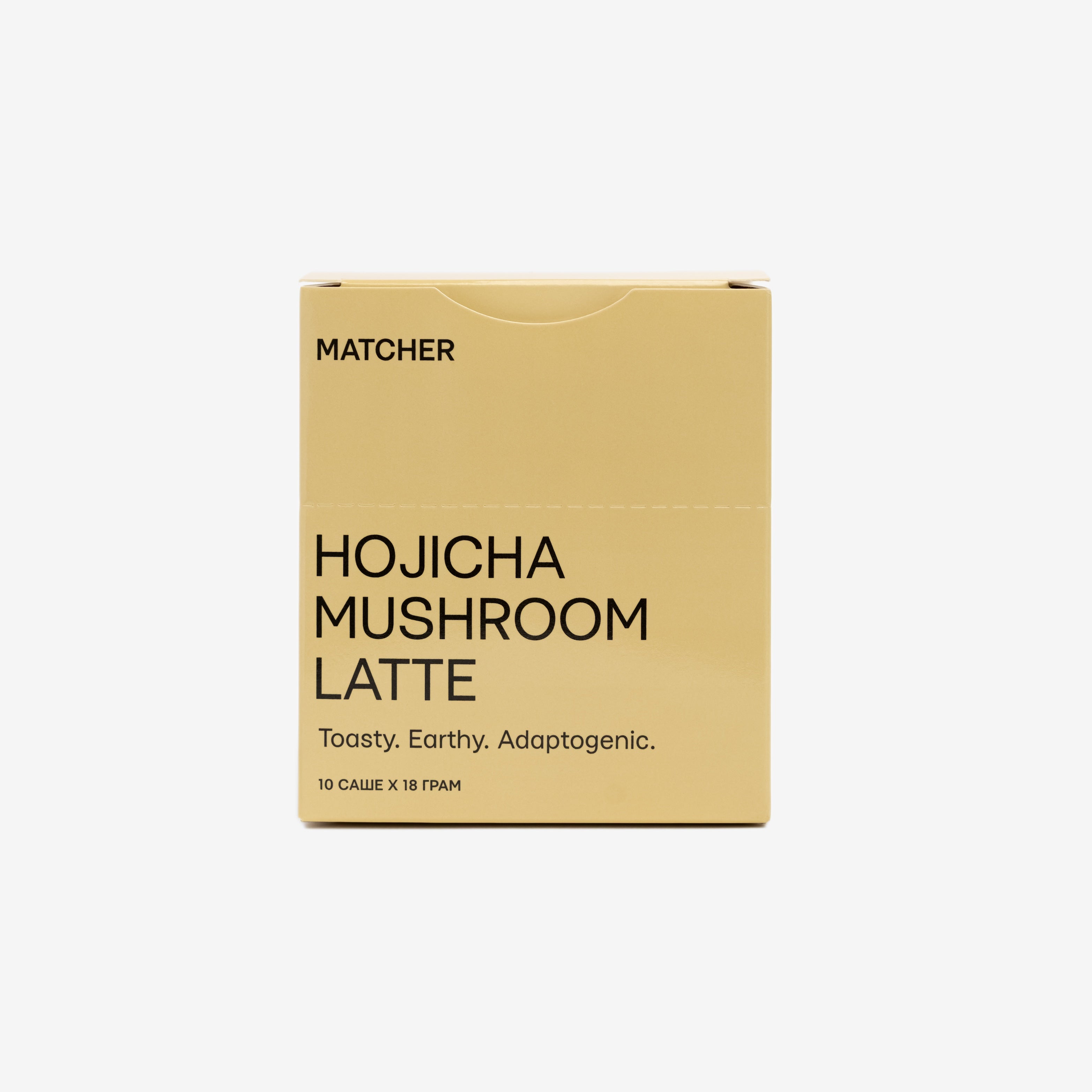 Кокосовий ходжича лате з грибами Єжовик гребінчатий, рейші та кордицепс у зручному форматі саше, придбати у Mathcer.store / Houjicha mushroom matcha late in sachets