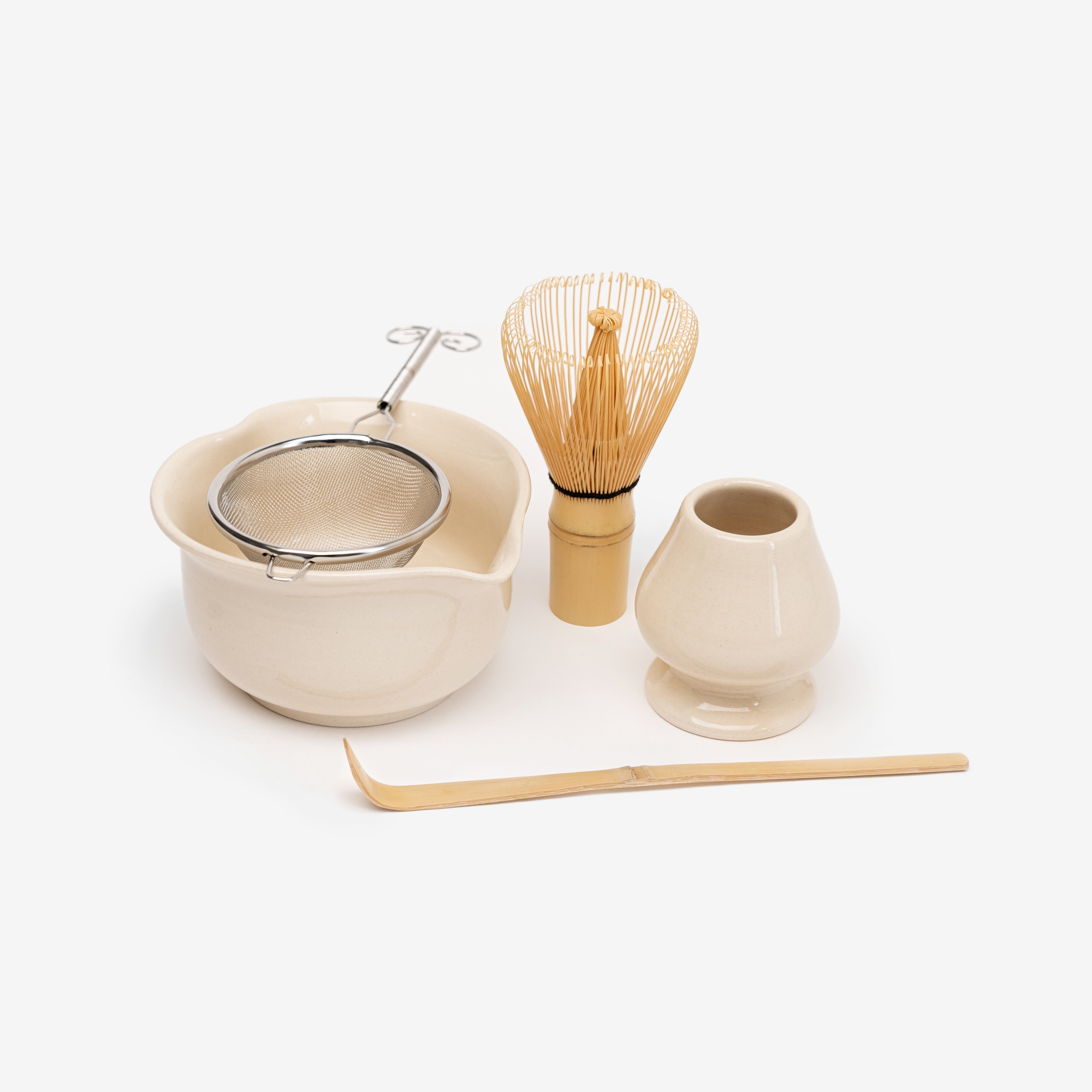 Набір для приготування матча бежевого кольору: катакучі, часен, часаку, наоші, Купити Київ в красивій подарунковій упаковці