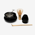 Набір для приготування матча чорного кольору: чаван катакучі, наоші, часен, часен, ситечко / Black matcha starter kit - katakuchi, chasen, chasaku, naoshi, sifter Matcher.store Invisible invader matcha starter pack